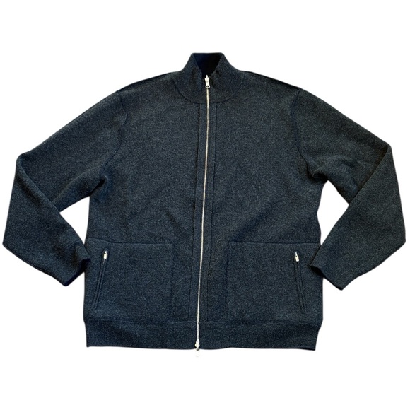 NWT NAADAM Luxe Cashmere Double Sided Jacket Men's L Dark Gray Full Zip Sweater - Picture 1 of 13